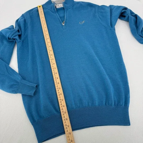 Peter Millar Quarter Zip Sweater Mens Large Blue Crown Soft Knit Pullover READ - Picture 5 of 9